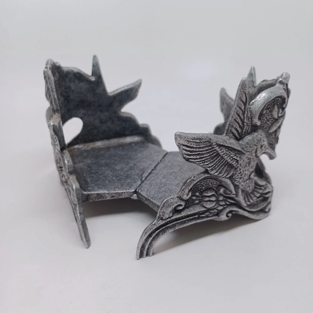 Vintage Style Silver Cast Metal Hummingbird Heart Large Candle Holder Ornate
